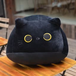 image-Cross-border small black cat pillow plush doll cute and cute cat can be added with LOGO doll