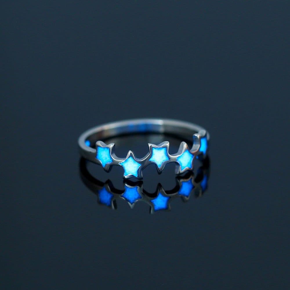 image-Nooxian Stainless Steel Ring - Blue Pentagram Size 8