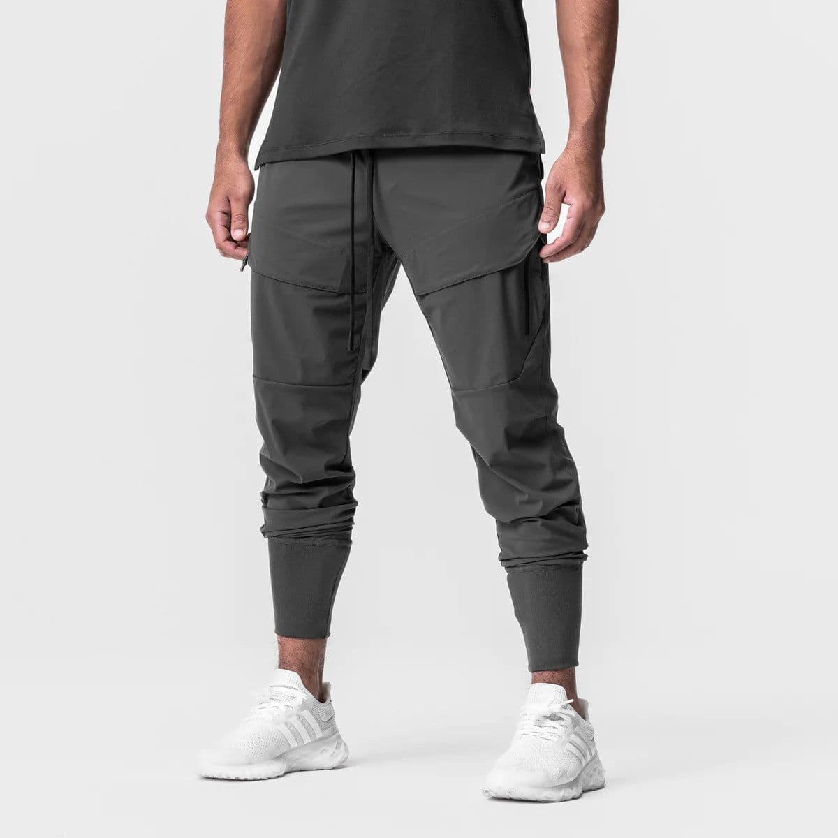 image-Men's Black Casual Sports Pants - Spring/Autumn
