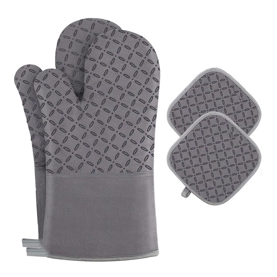 image-Kitchen Anti-slip Heat Insulation Silicone Thickened Gloves Microwave Oven High Temperature Resistant Baking
