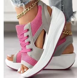 image-Amazon Summer Shake Bottom Women's Sandals Muffin Thick Bottom Lace Up Sandals Beach Shoes Size 43