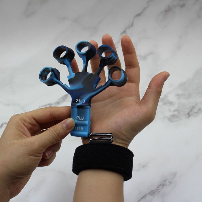 image-Silicone Wrist Tensioner, 5-Finger Exercise Trainer, Silica Gel, Black & Gray