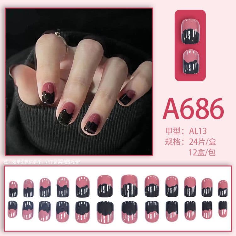 image-Autumn and winter gentle, sweet and pure desire INS style manicure wear nail polish girl whitening printed ice transparent fake nail polish