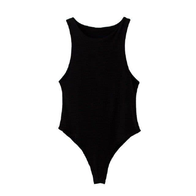 image-Jumpsuit Top for Women - 2022 Off-Neck Solid Color, Sleeveless, High Waist