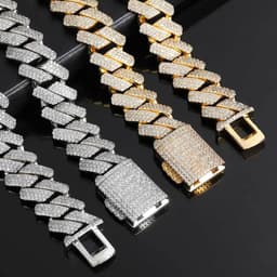image-Europe and the United States 20mm diamond-studded hip-hop Cuban chain necklace HIPHOP street fashion full of zircon men's large gold chain