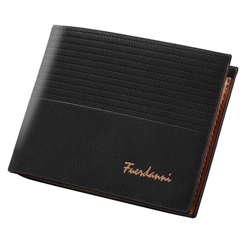 image-Hengsheng Men's Wallet Short Black PU Leather