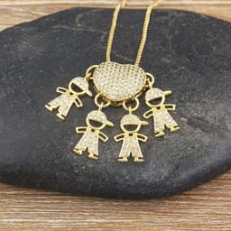 image-Children's Number Pendant Necklace - 18k Gold Plated Copper