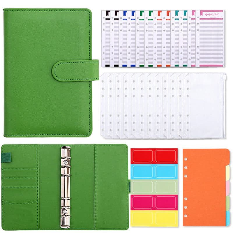 image-Macaron A6 Leather Notebook Budget Planner