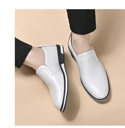 image-Men's Loafers - White PU Casual Shoes Size 44