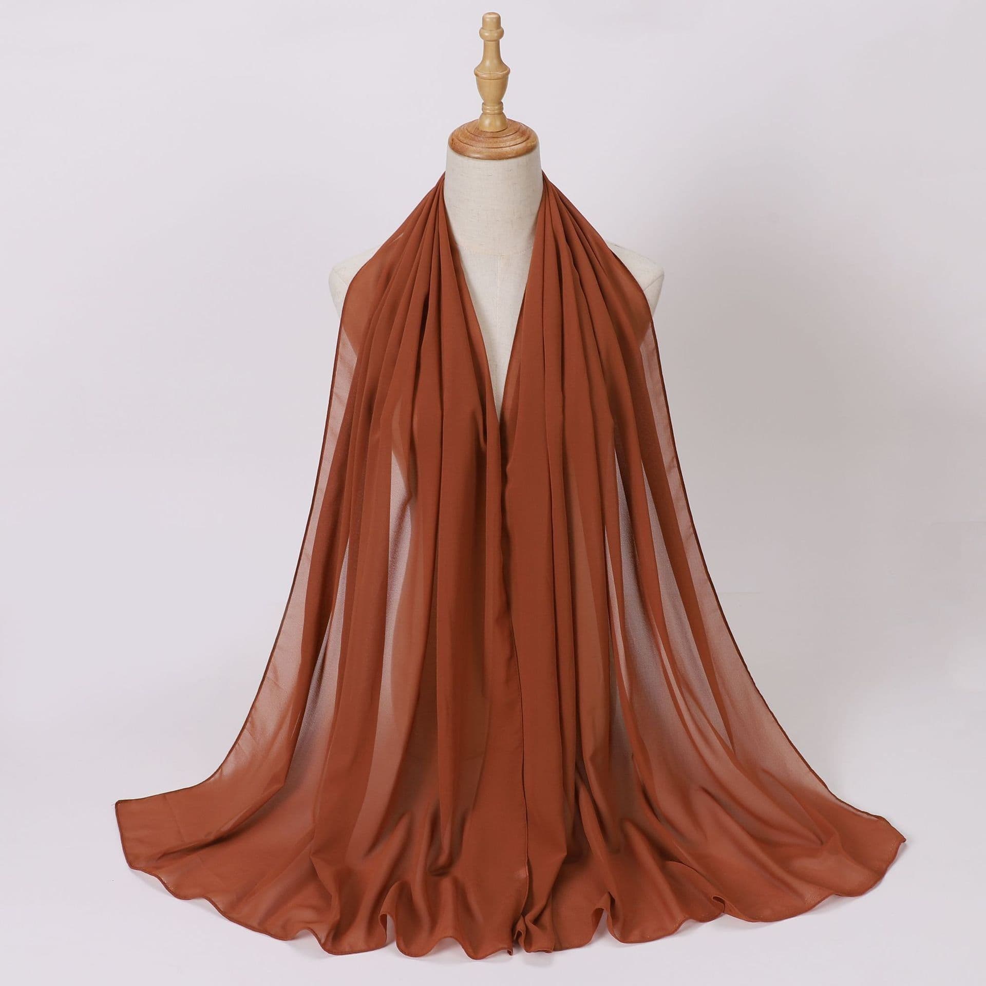 image-Weicai Chiffon Hijab Scarf - Gray Coffee 175x70cm