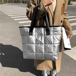 image-Foreign trade 2022 autumn and winter new bags women's fashion all-match space cotton clothing bag large-capacity shoulder bag tote bag tide