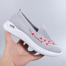 image-Women's Pink Walking Shoes - Mesh Breathable Casual Slip-Ons