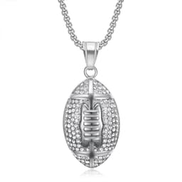 image-Hip Hop Titanium Steel Football Pendant Necklace - Gold Plated
