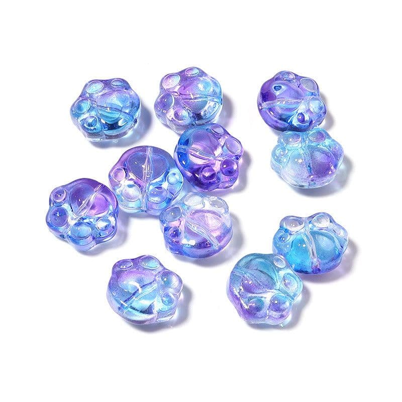 image-Glass Bear Claw Beads 20pcs - Colorful 3D Cat Claw DIY