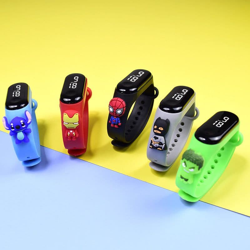 image-Best selling superman bracelet watch LED cartoon doll children's electronic watch student trend fashion swimming waterproof watch