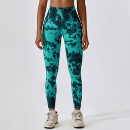 image-Tie-dye seamless high-waisted yoga pants peach hip lifting fitness pants running sports tight pants 7356