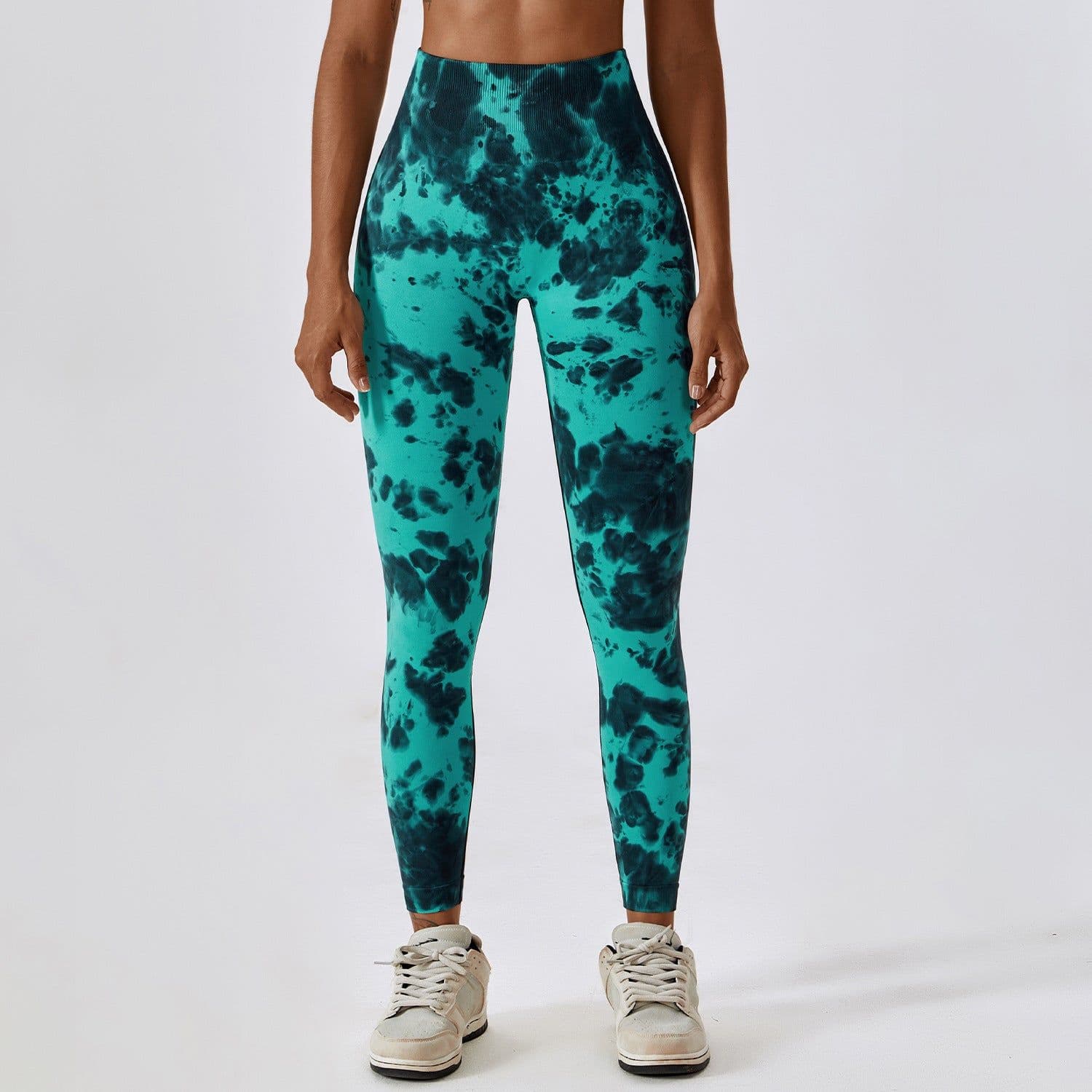 image-Tie-dye seamless high-waisted yoga pants peach hip lifting fitness pants running sports tight pants 7356