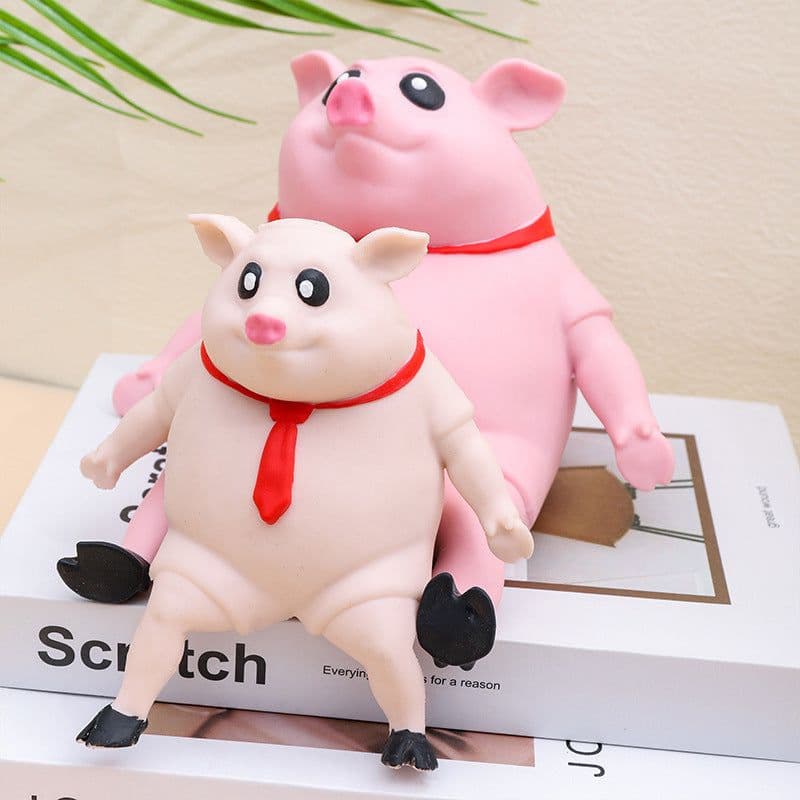 image-Creative decompression toy to decompress and vent red scarf inspirational pig decoration office net red simulation pig pinch music