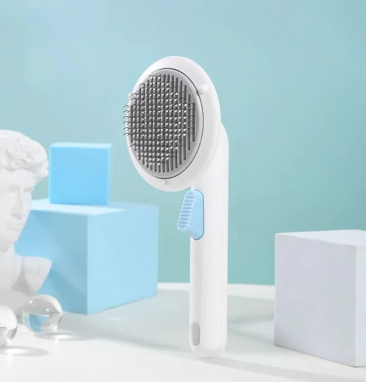 image-Pet Hair Removal Comb Dog Grooming Brush Gray Blue