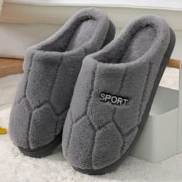 image-Gray Pig Plush Cozy Cotton Flip Flops, Diamond Purple, Size 44-45, Unisex