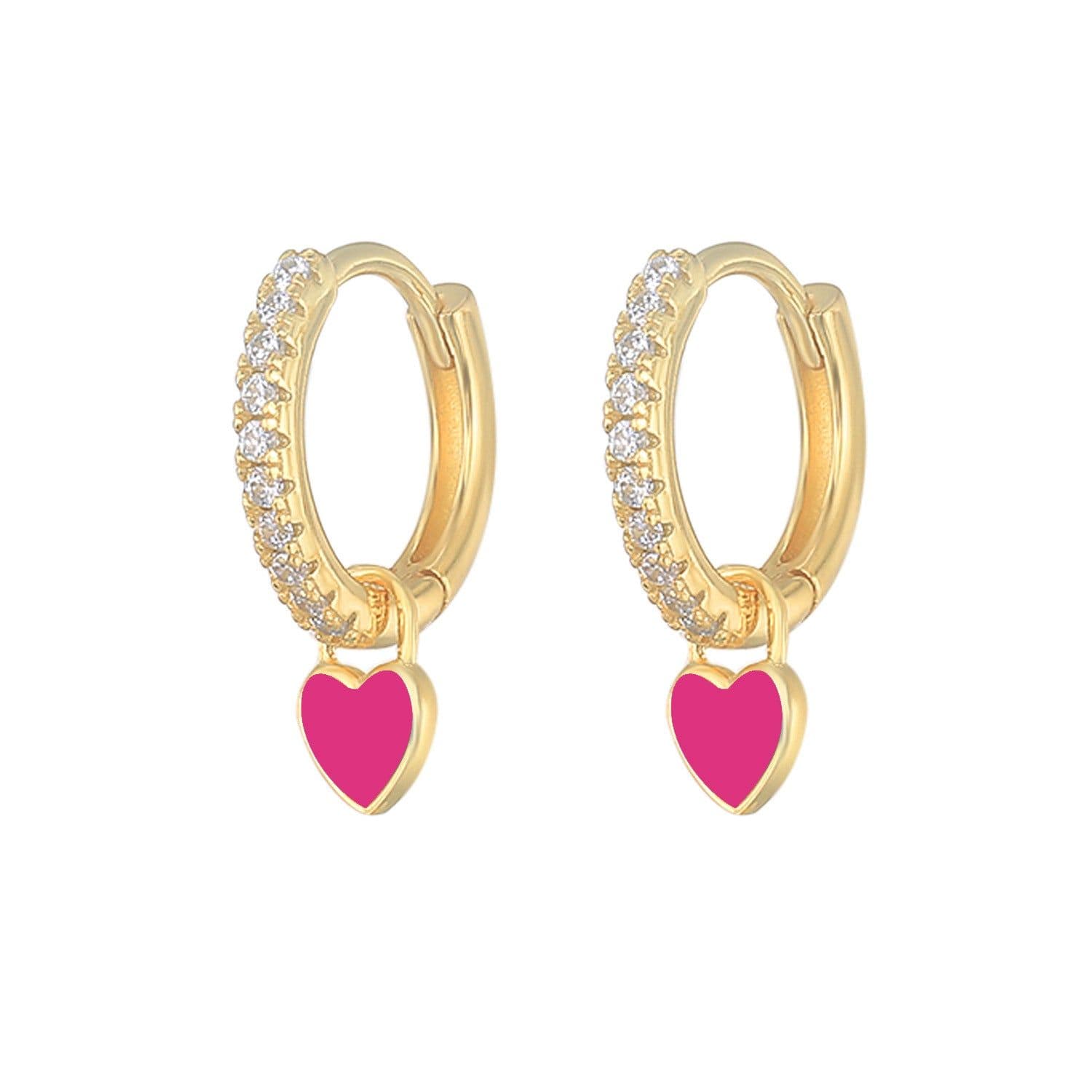 image-S925 Heart-Shaped Earrings - Platinum-White Oil Drop