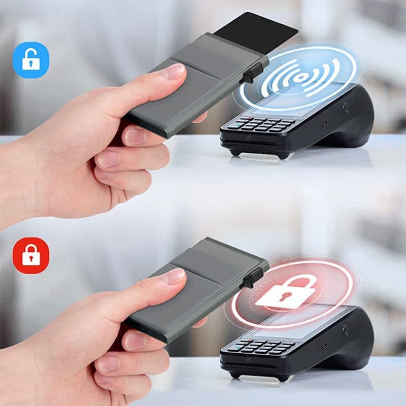 image-Men's Aluminum RFID Card Holder - 2023 Innovative Design