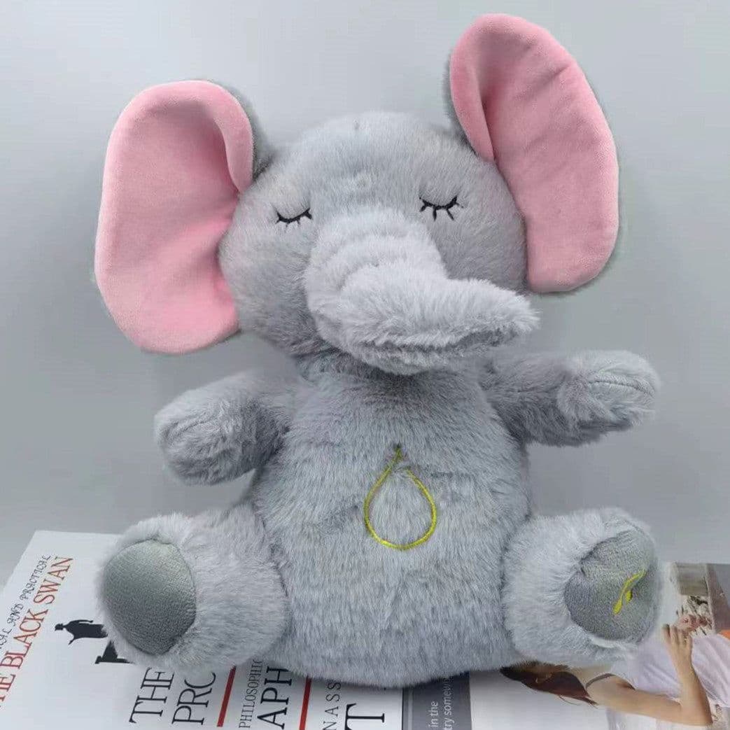 image-Breathing Elephant Plush Bear Doll - Gray, 30cm Cute Sound Music Toy