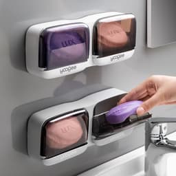 image-Yukichi Soap Box - White Grey ABS Wall-Mounted