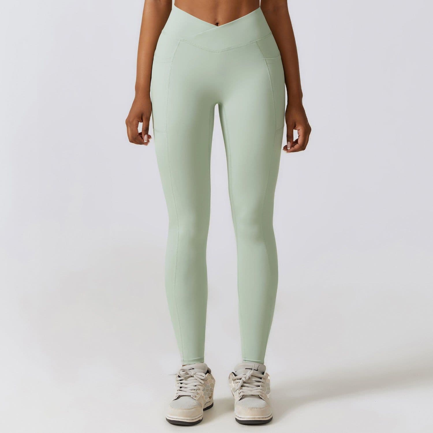 image-Zechuang High-Waist Yoga Running Pants - Nude Quick-Drying 78% Nylon