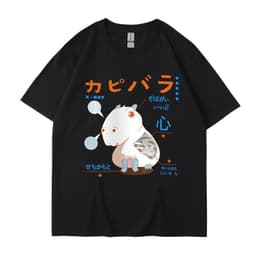 image-Men's Cartoon Hamster T-Shirt - Dark Gray Short Sleeve
