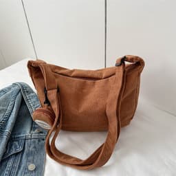 image-Women's Retro 2023 Canvas Crossbody Tote Bag - Khaki