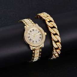 image-Roman Steel Belt Watch Full Diamonds Starry Quartz Hip-Hop Style (64 characters)
