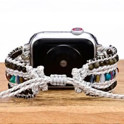 image-Foreign trade e-commerce new obsidian natural stone woven apple watch strap bohemian style apple watch strap wholesale