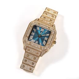 image-Men's Square Quartz Watch - Gold 45mm Roman Dial