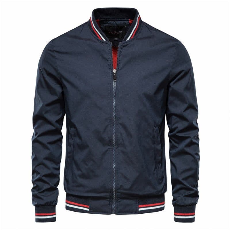 image-Yanqi Clothing Men's Navy Thin Jacket - XXXL Stand Collar