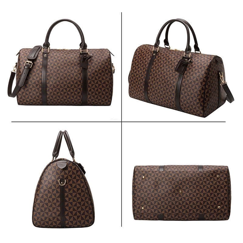 image-Women's Boston Travel Bag - Black PU Leather Weekender