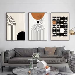 image-Modern Minimalist Living Room Morandi Abstract Sofa Background Wall Three-piece Painting