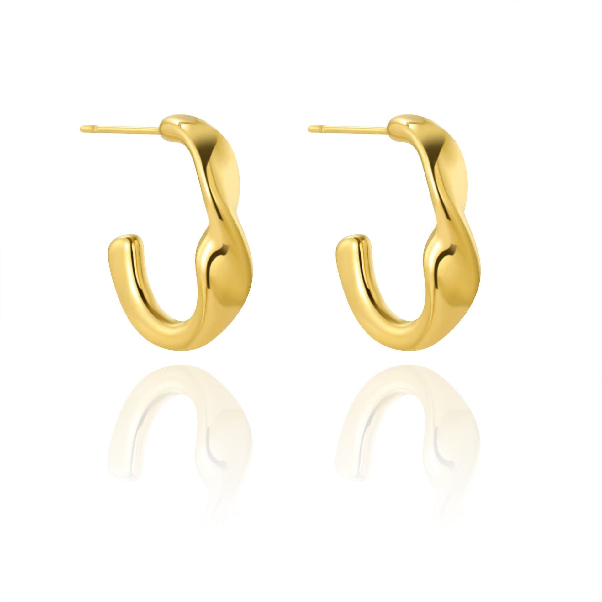 image-Titanium Steel C-Shaped Earrings 18K Gold Plated