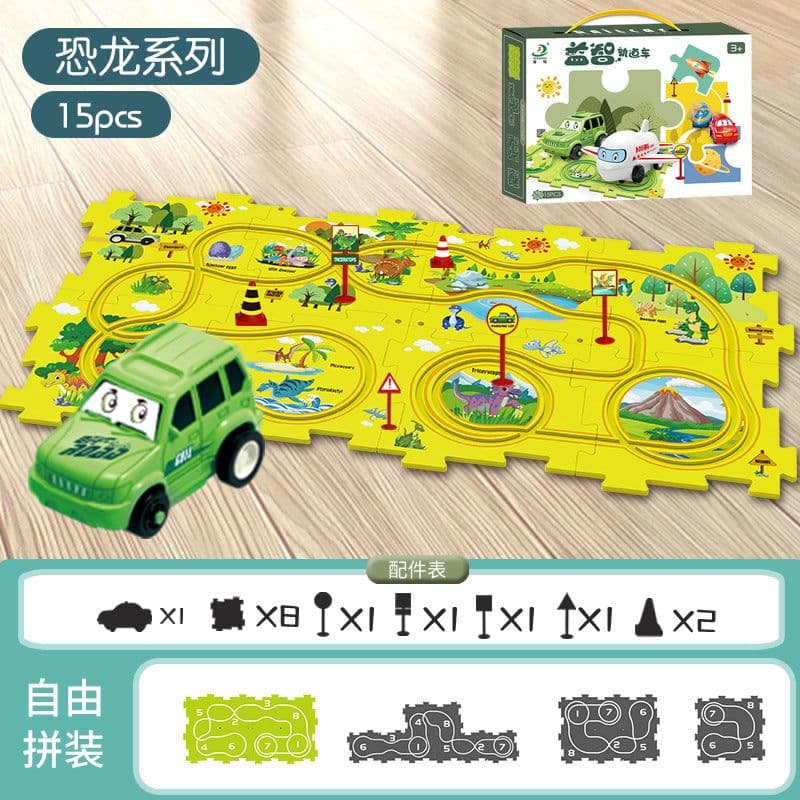 image-Children's Puzzle Track Car Electric DIY Toy