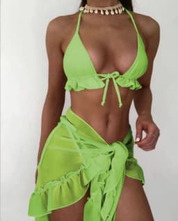 image-2021 Mesh Pleated Bikini Swimsuit - Cross-Border