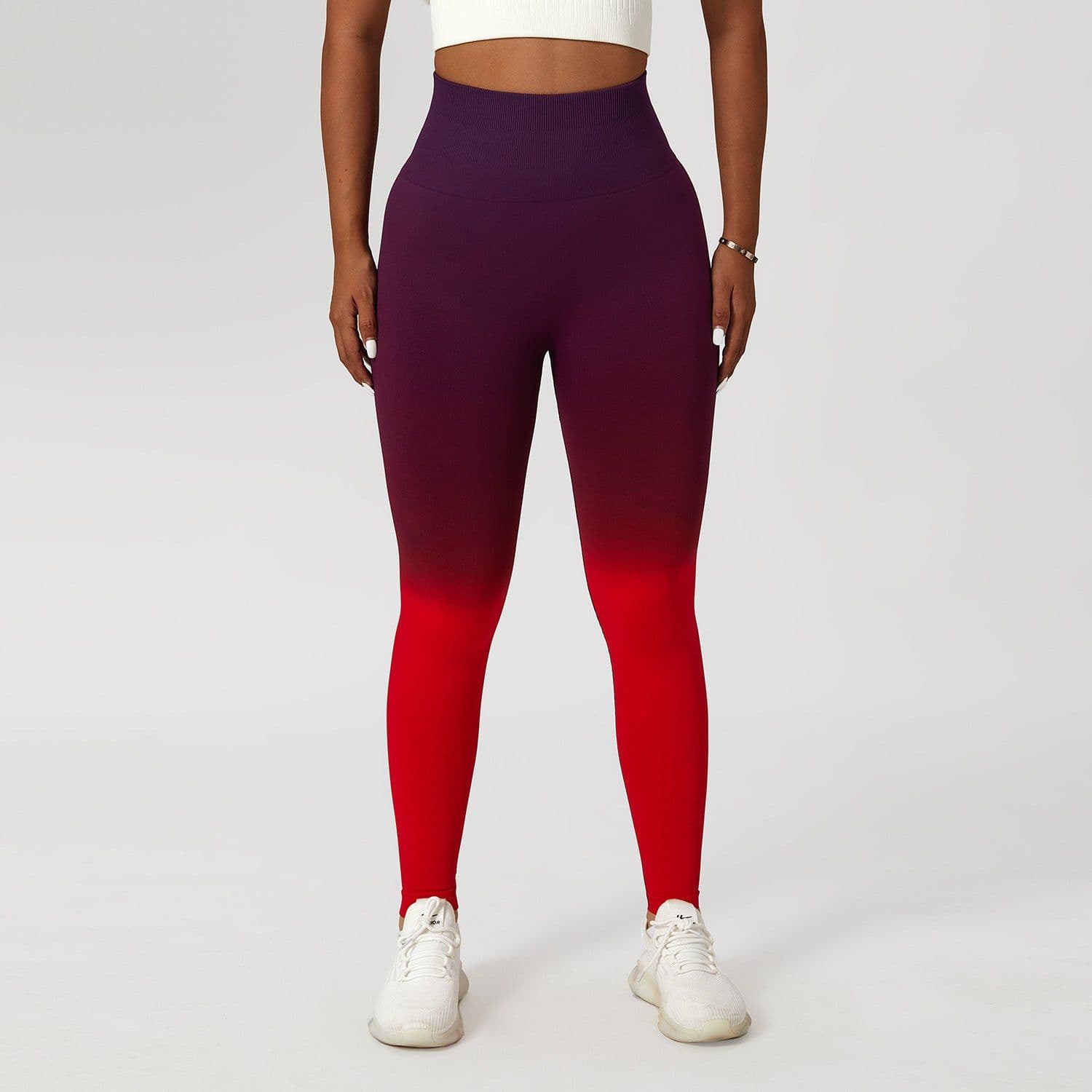 image-Gradient Seamless Yoga Leggings - Violet High Waist