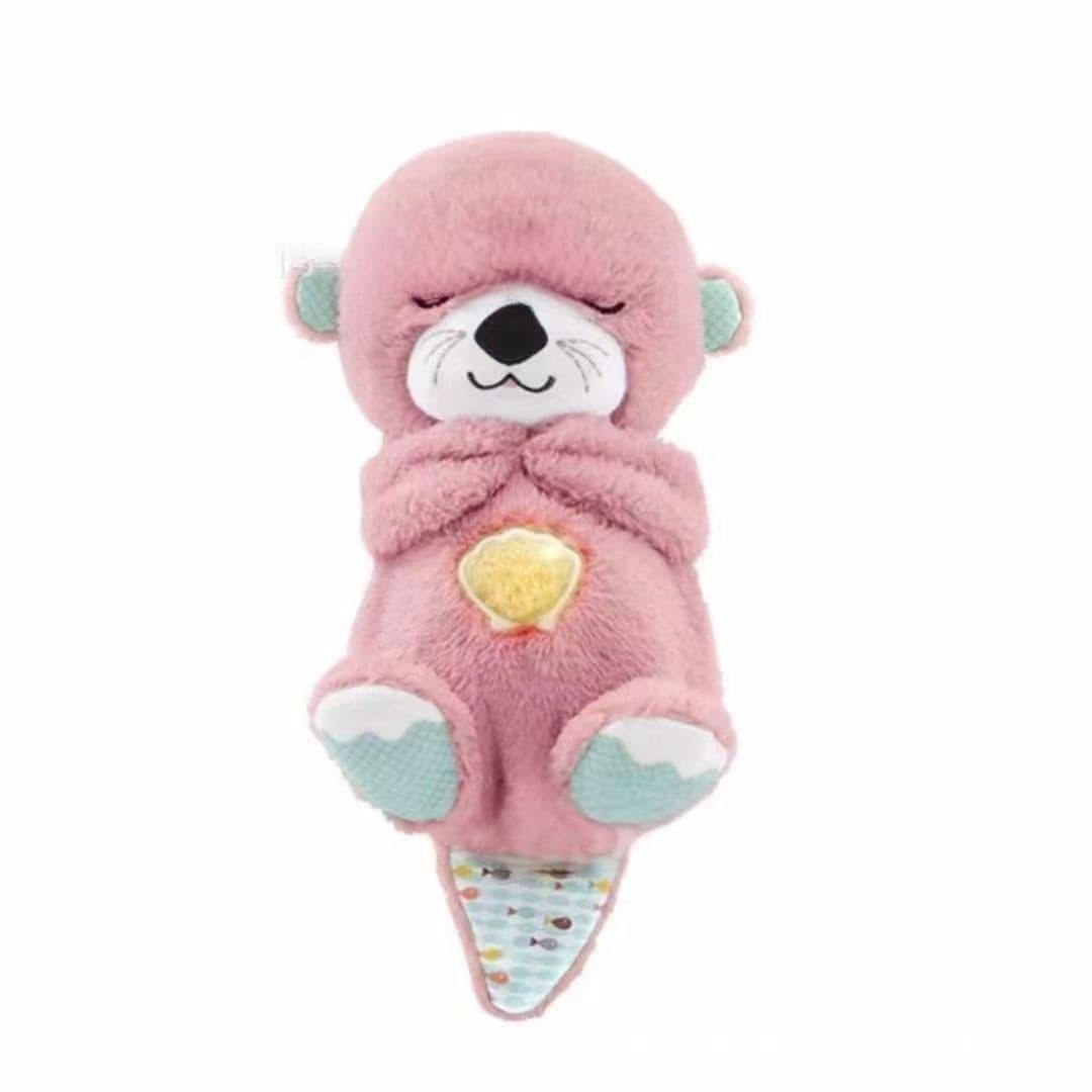 image-Blue Breathing Plush Otter Bear Toy with Music/Voice