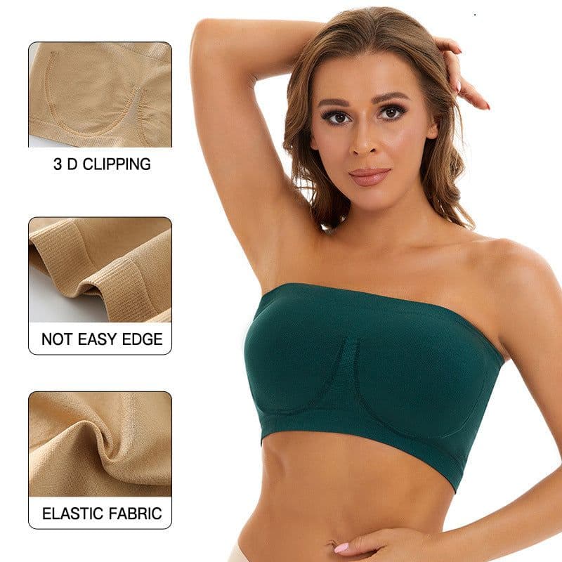 image-Seamless Strapless Bandeau Bra - Mocha XXXL Plus Size