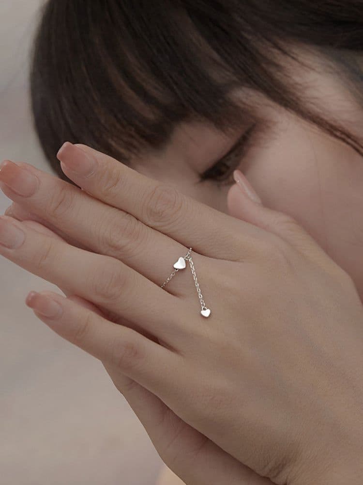 image-925 silver-plated love ring female ring adjustable index finger accessories joint ring tail ring fashion personality