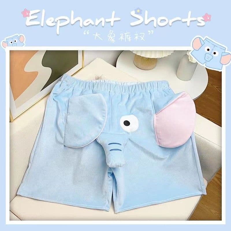 image-Cute three-dimensional elephant shorts pants men's home loose little flying elephant pajamas girls couples casual loose