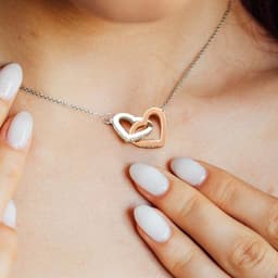 image-'s peach double love heart pendant necklace, copper, 2023