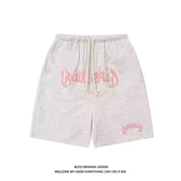 image-Men's Lace-Up Shorts - Black Polyester Loose Fit