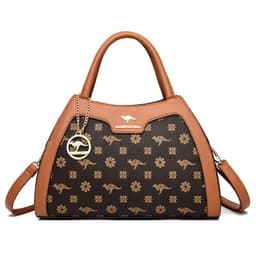 image-Women's Messenger Bag - Khaki PVC Motorcycle Style