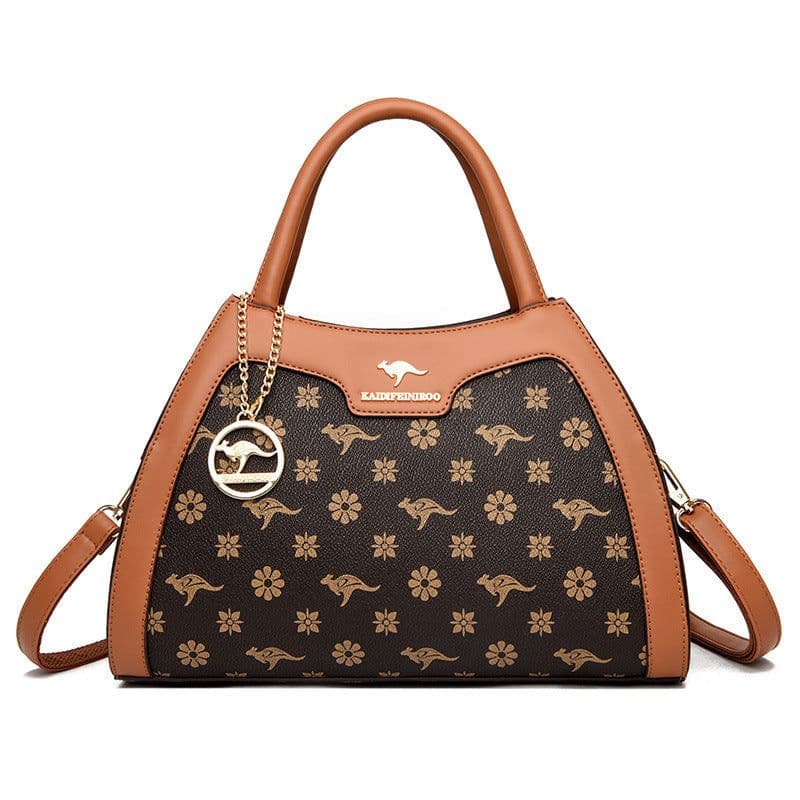 image-Women's Messenger Bag - Khaki PVC Motorcycle Style