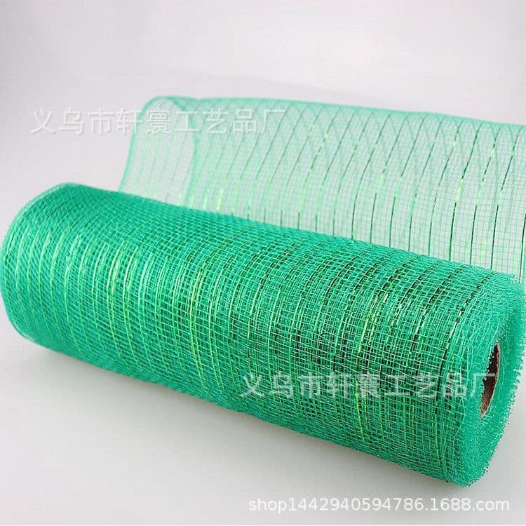 image-Christmas Wire Mesh Packaging - Red & White Strips 26cm x 10yds